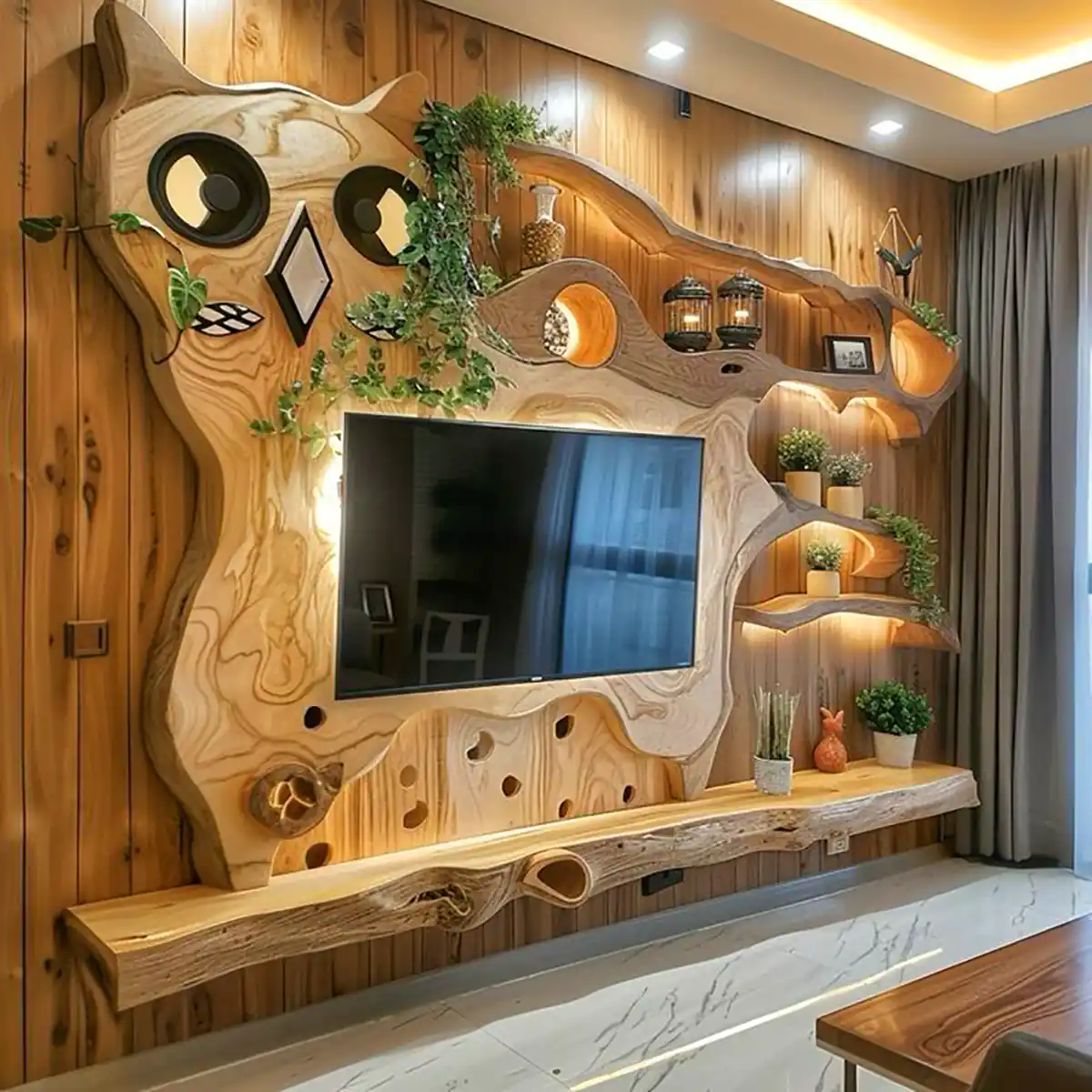 تی‌وی وال چوبی روستیک