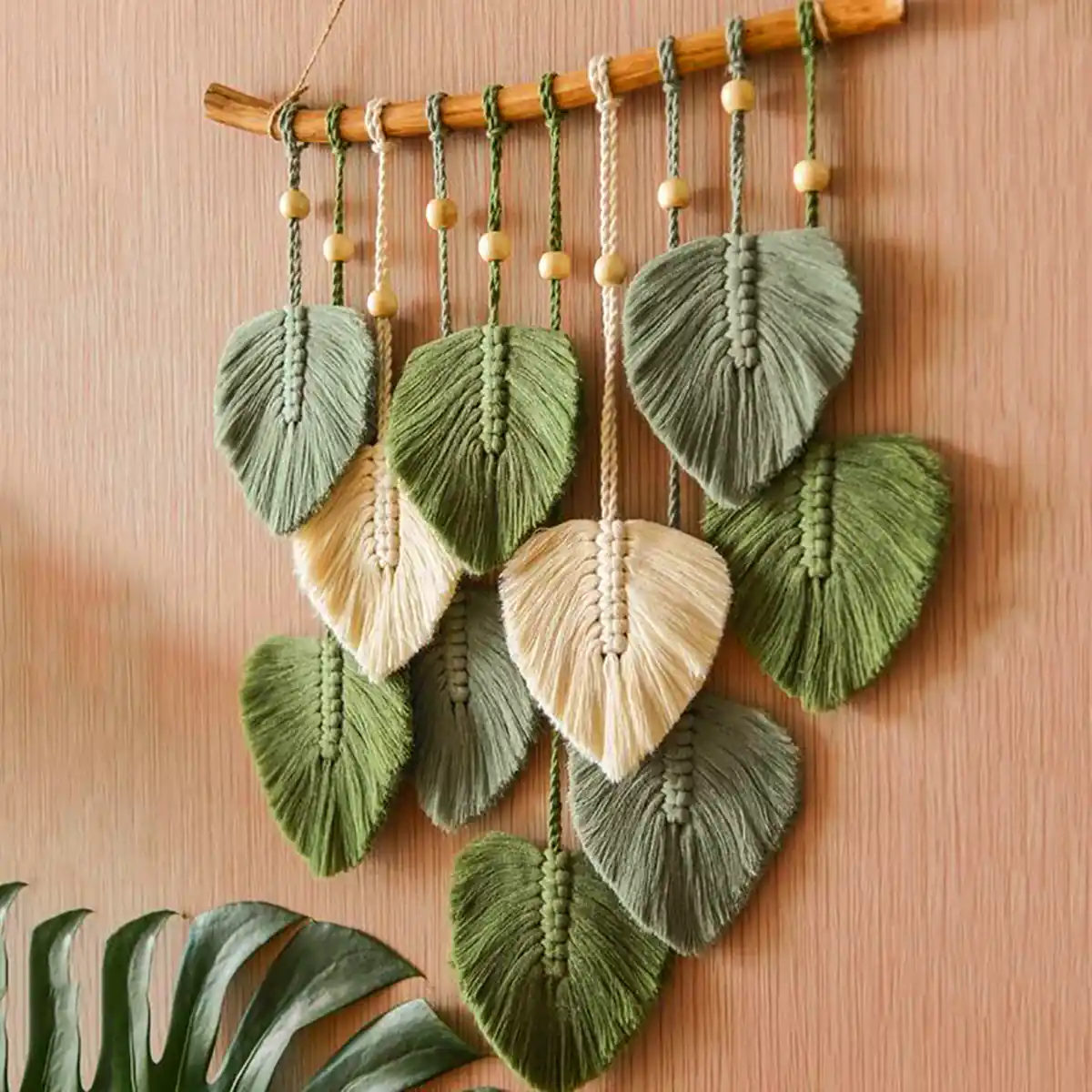 دیوارکوب مکرومه برگ سبز 