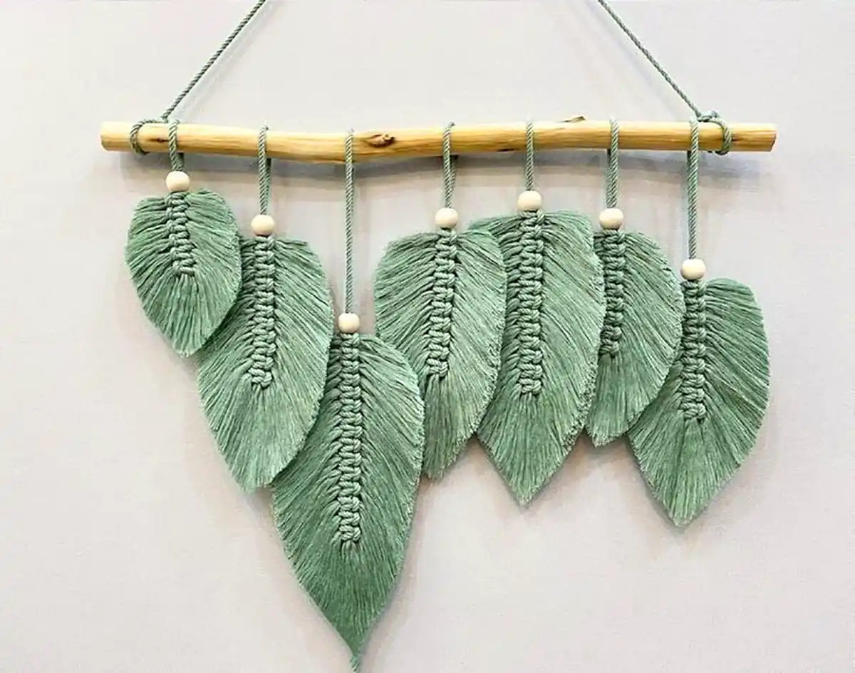 دیوارکوب مکرومه برگ سبز 
