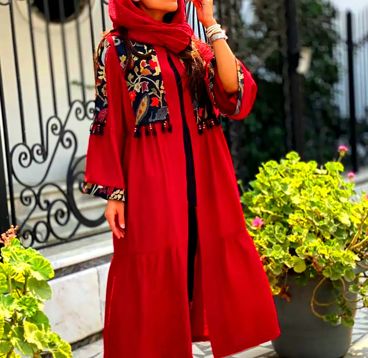 مانتو رنگی با طرح سنتی