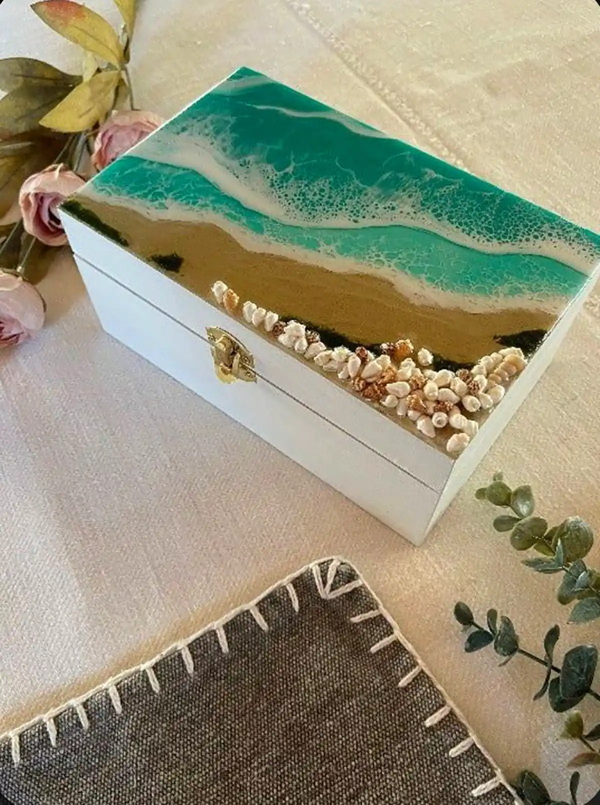 باکس چوب و رزین طرح دریا