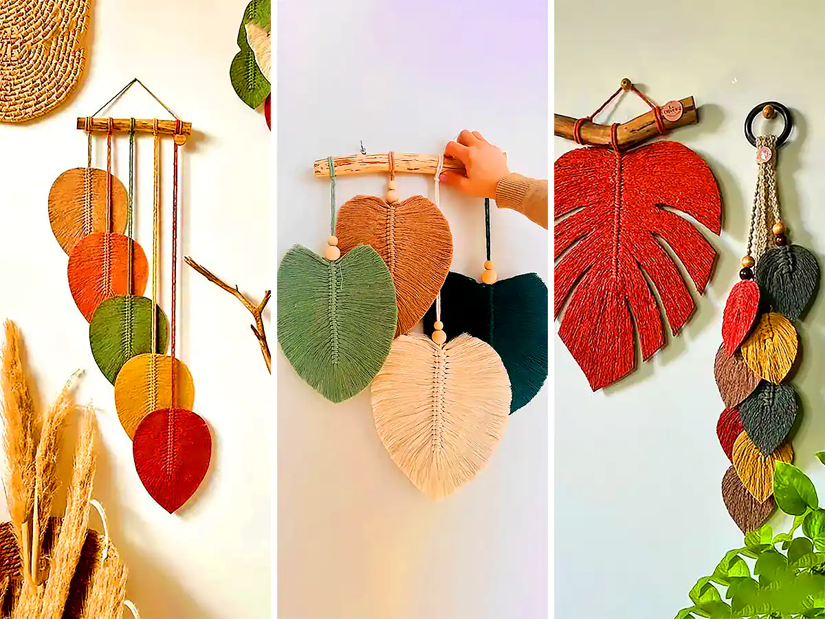 دیوارکوب برگ مکرومه (جدیدترین مدل های ترند امسال ۱۴۰۴ - ۲۰۲۵)
