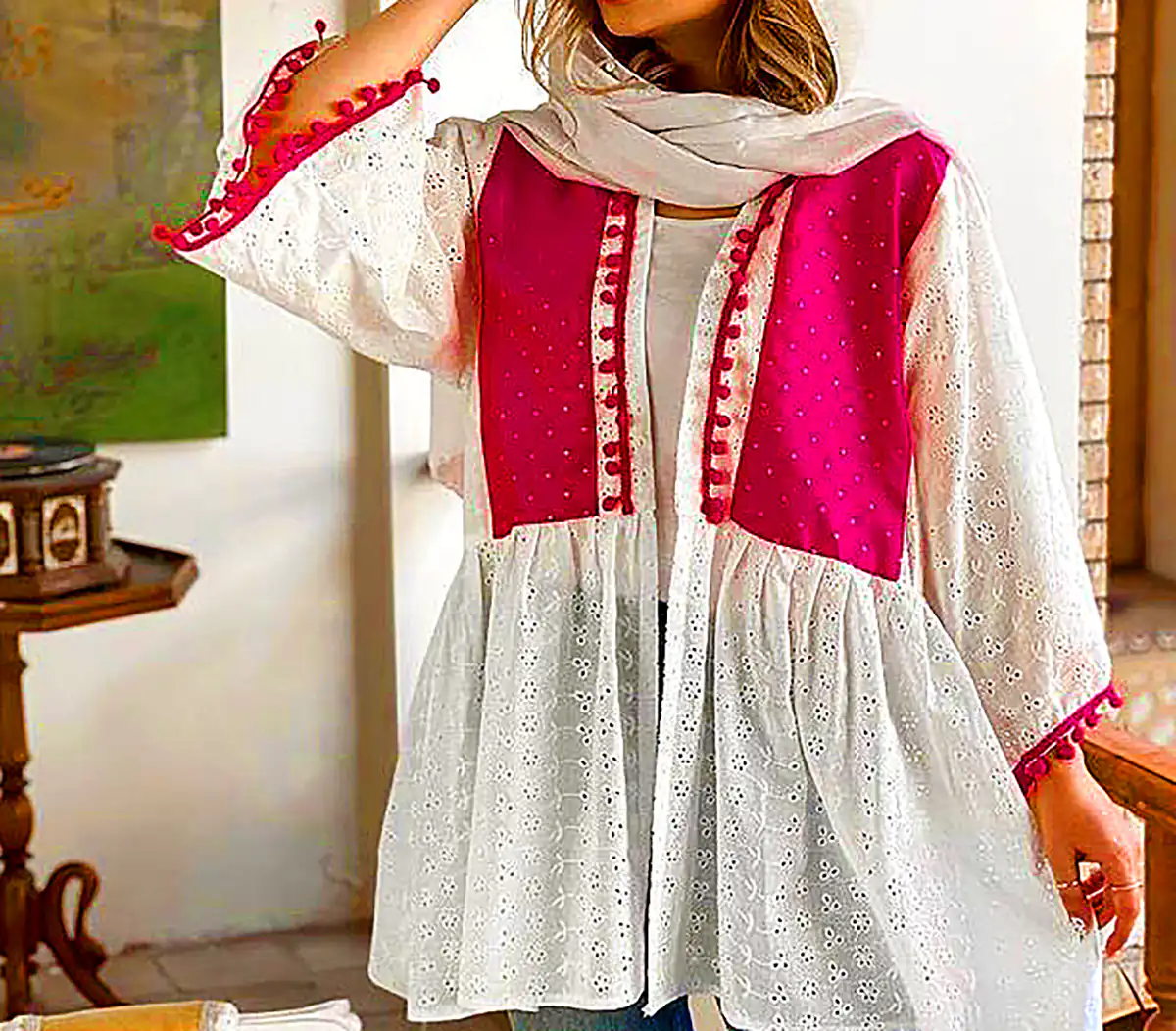 مانتو نخی رنگی کژوال