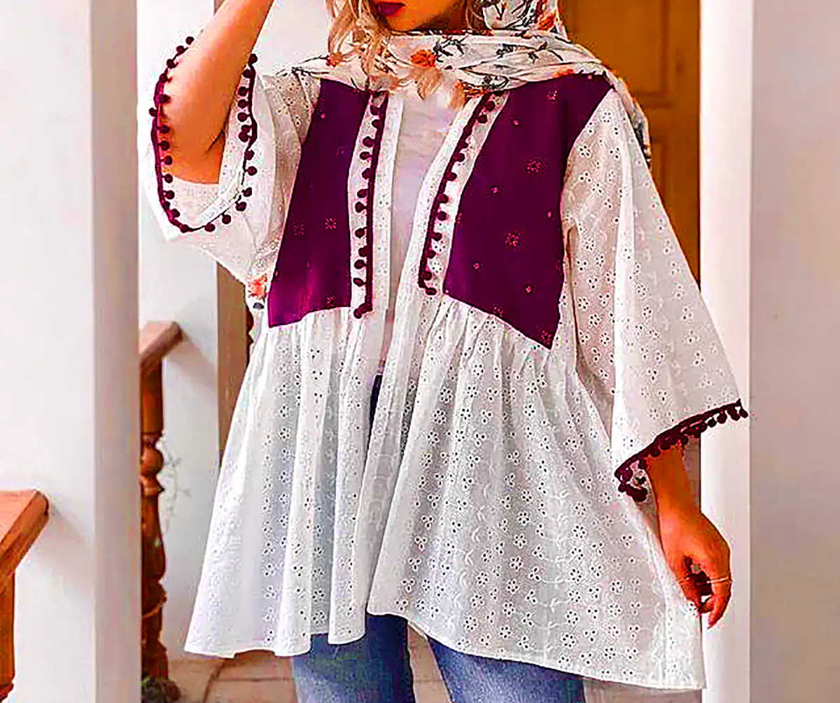 مانتو نخی رنگی کژوال