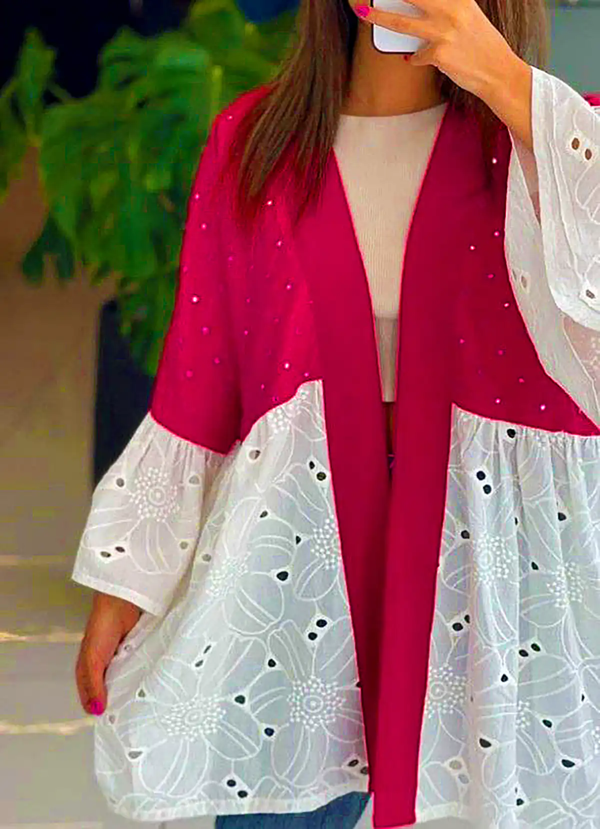 مانتو نخی رنگی کژوال
