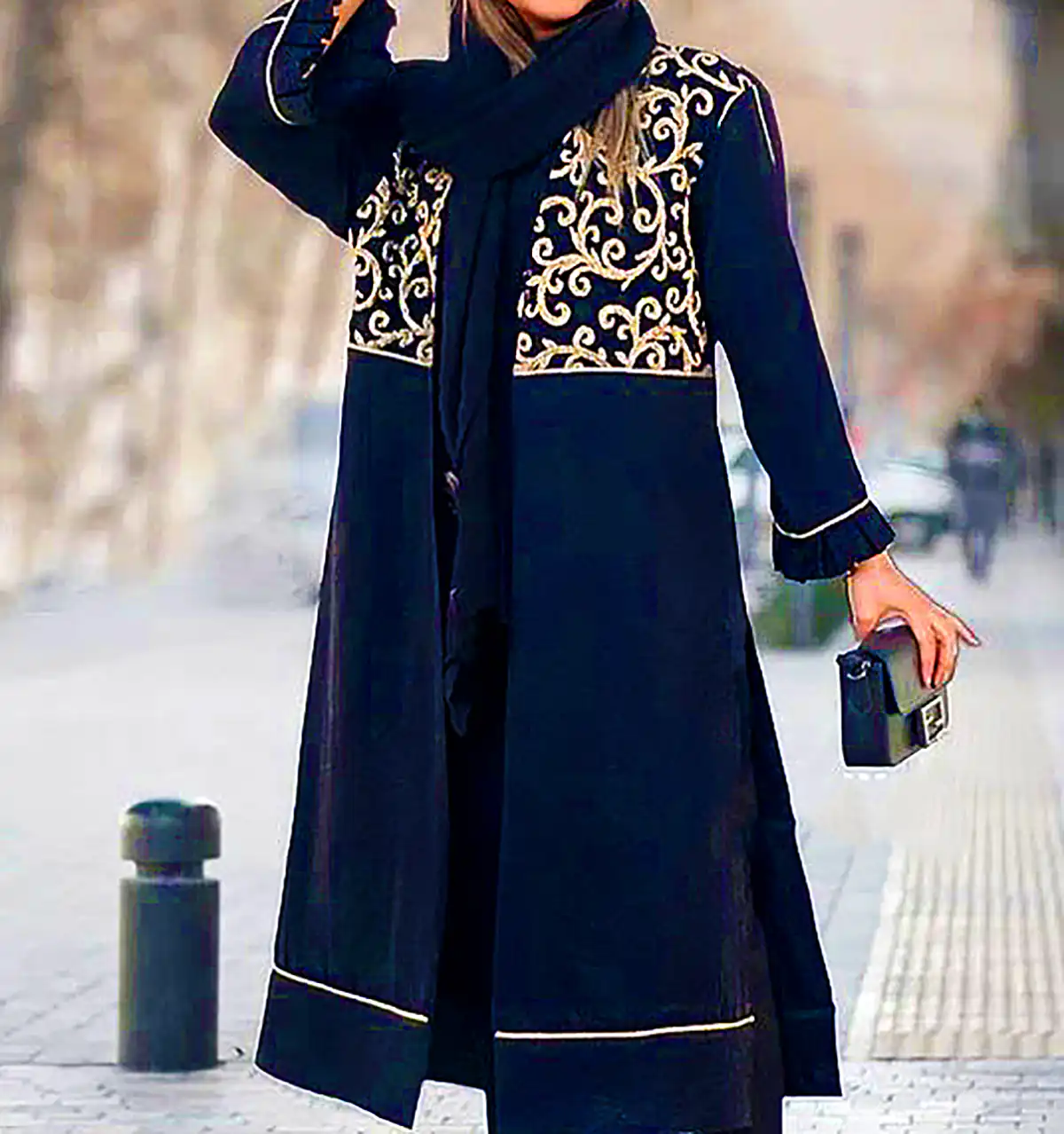 مانتو مشکی ژاکارد