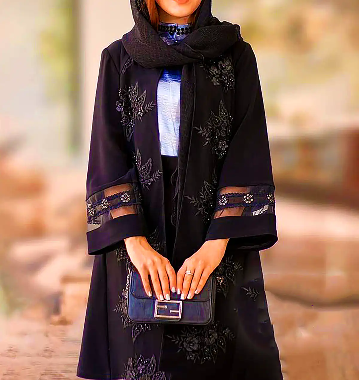 مانتو مشکی ژاکارد