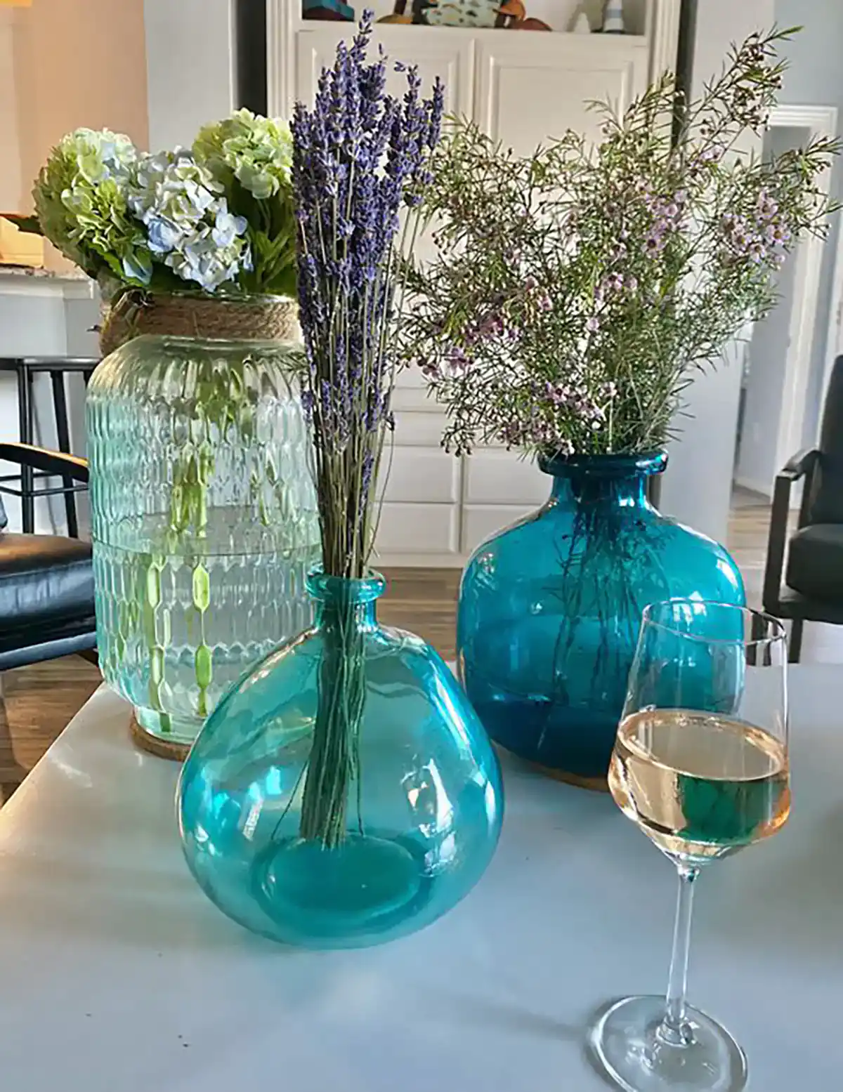 گلدان رنگی شیشه ای پینترستی