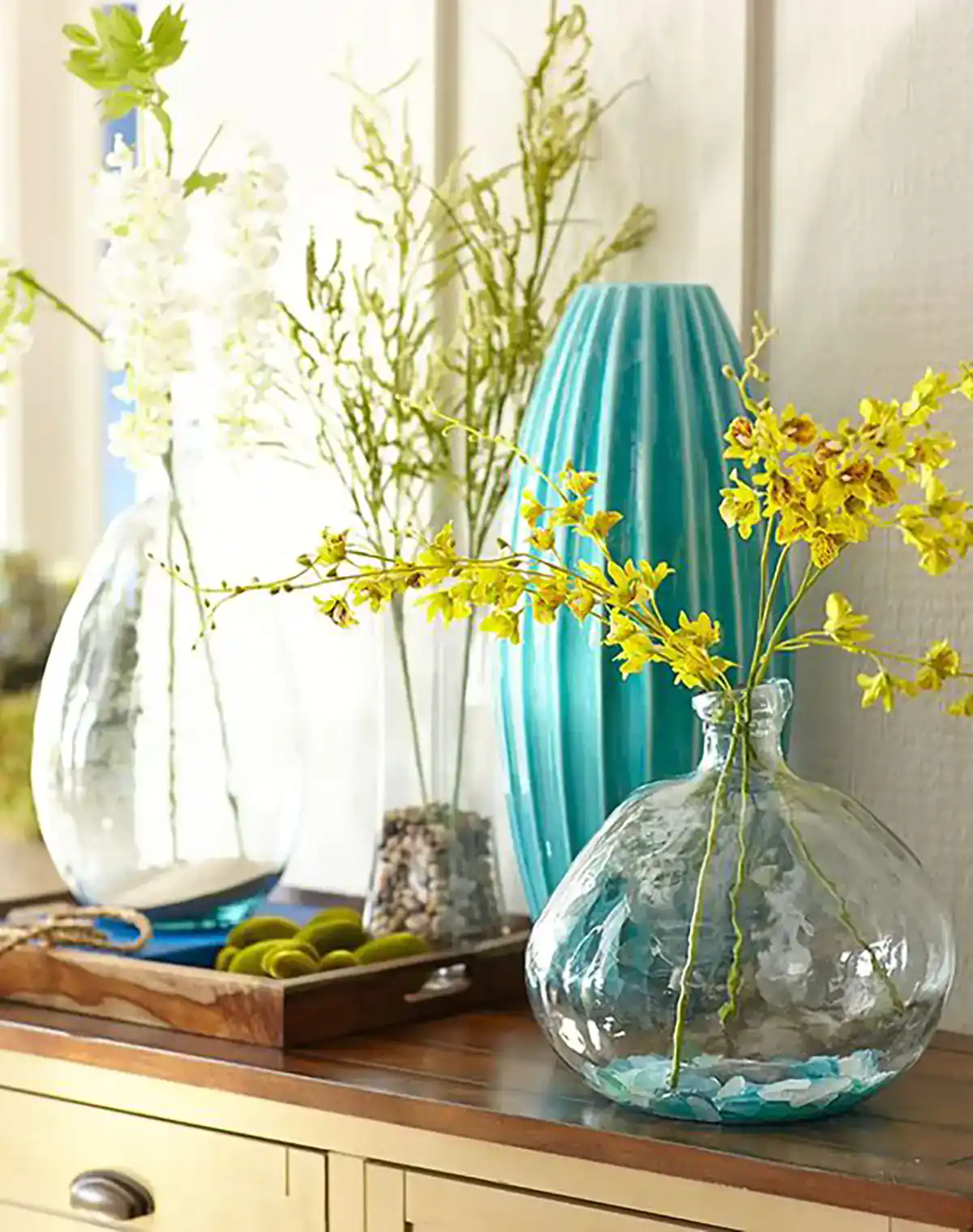 گلدان رنگی شیشه ای پینترستی