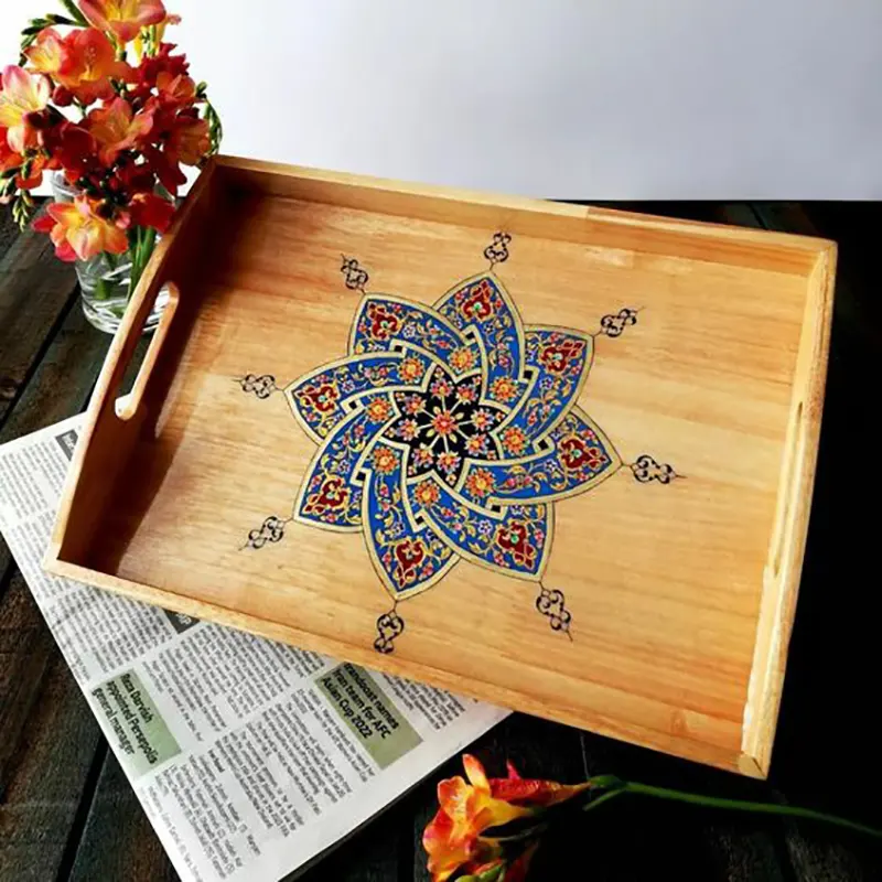 سینی چوبی با طرح تذهیب