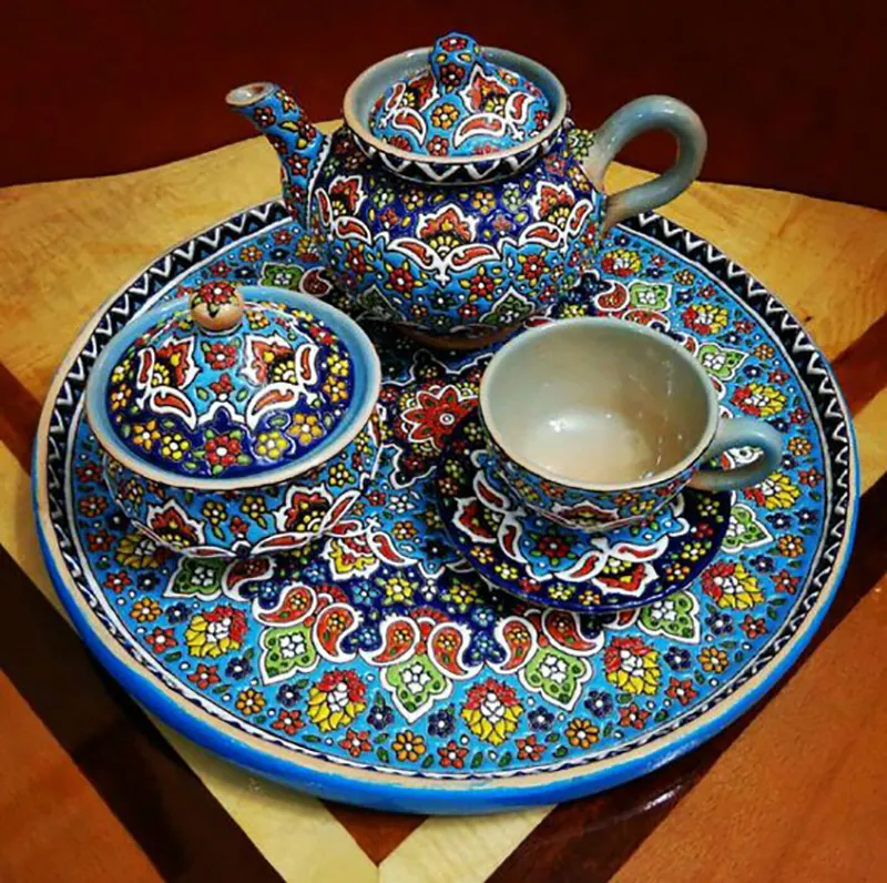 سینی چوبی با طرح تذهیب