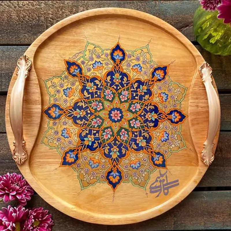 سینی چوبی با طرح تذهیب
