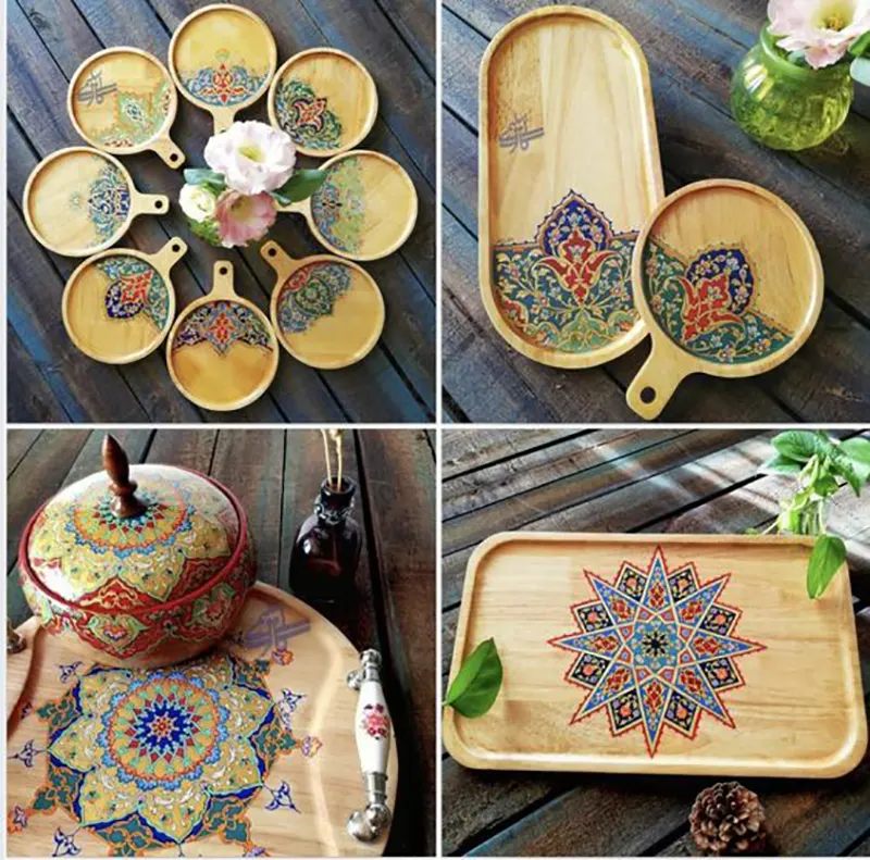 سینی چوبی با طرح تذهیب