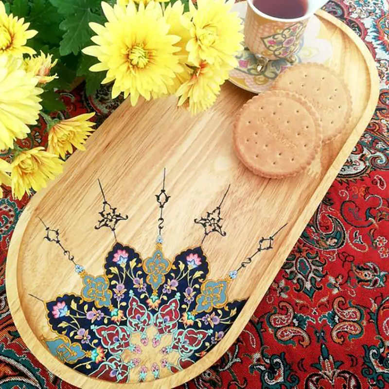 سینی چوبی با طرح تذهیب