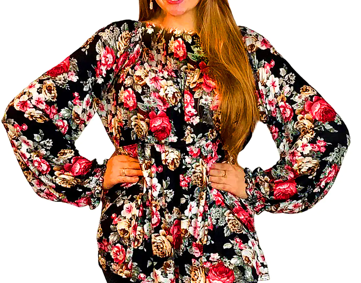 شومیز حریر گل گلی
