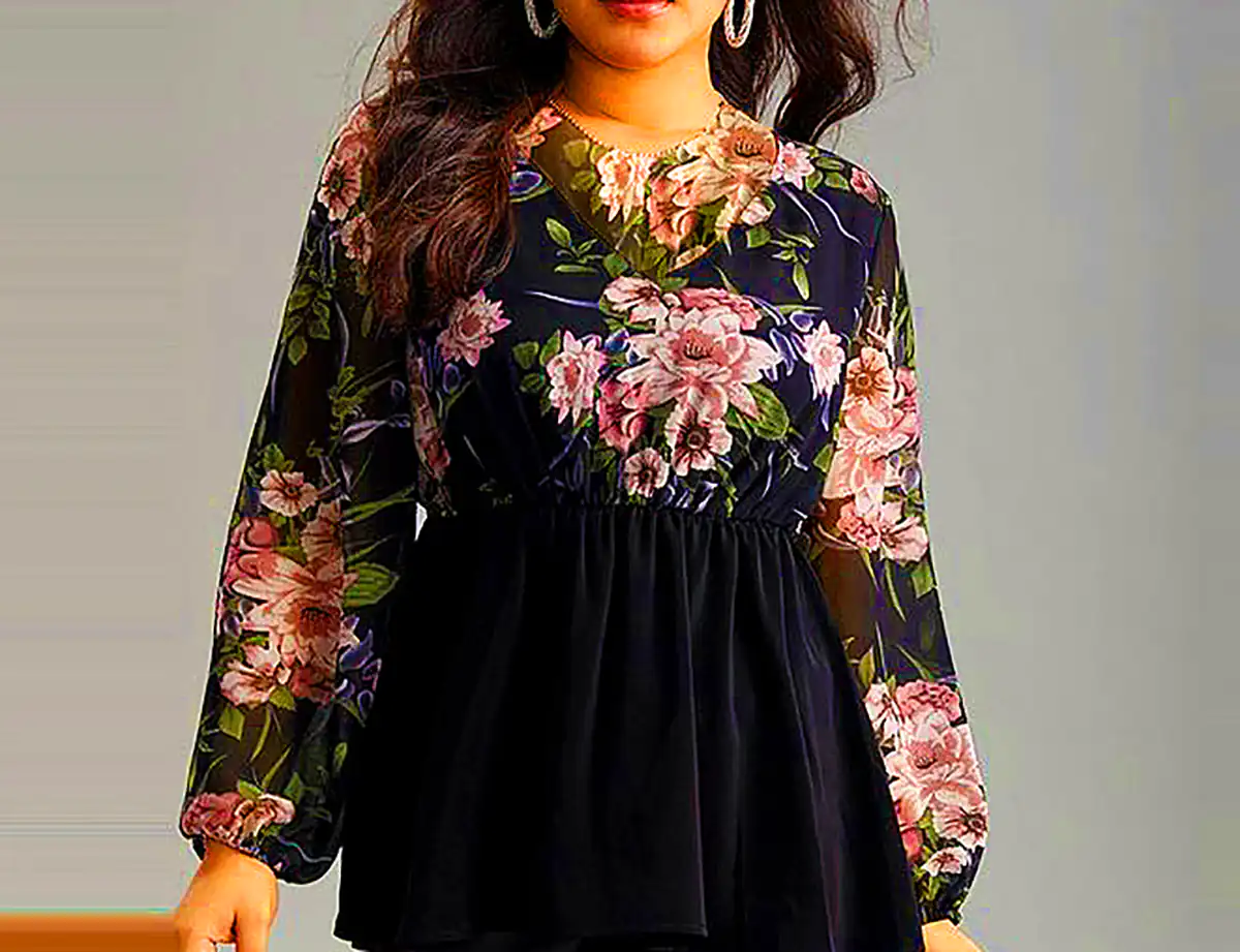 شومیز حریر گل گلی