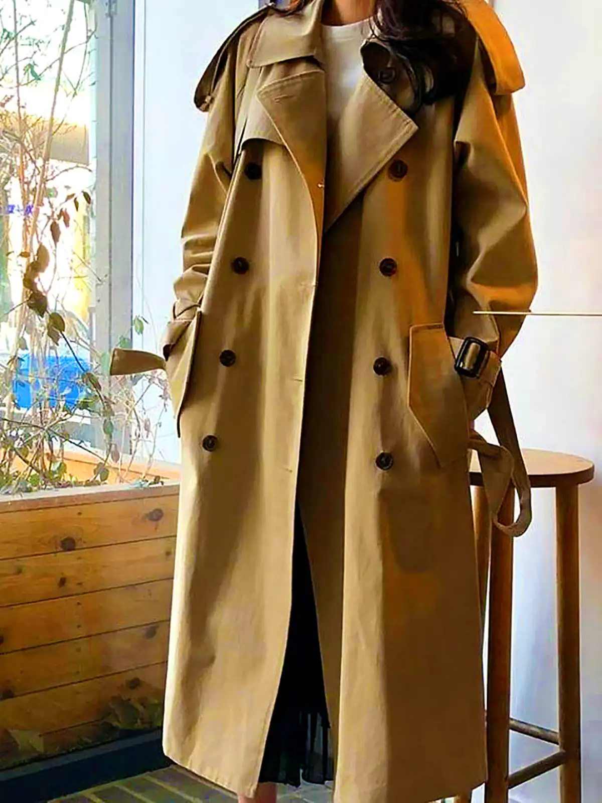 ترنچ کت کرمی زنانه