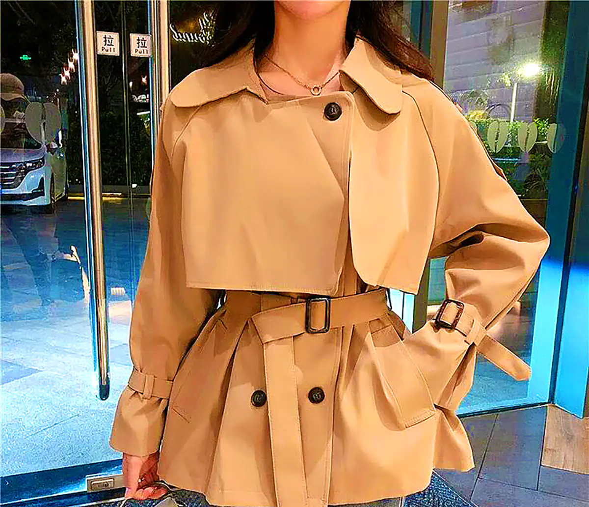 ترنچ کت کرمی زنانه