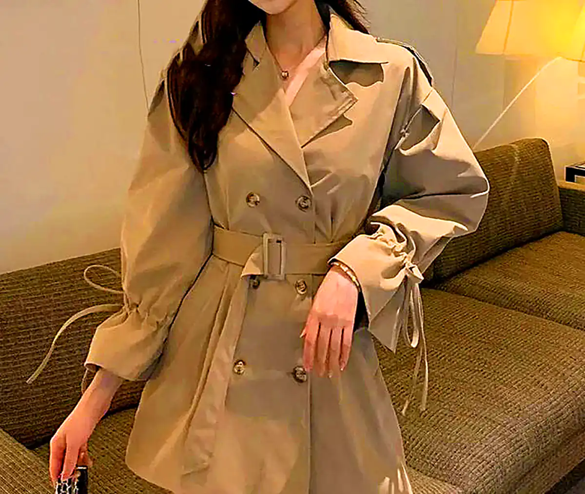 ترنچ کت کرمی زنانه
