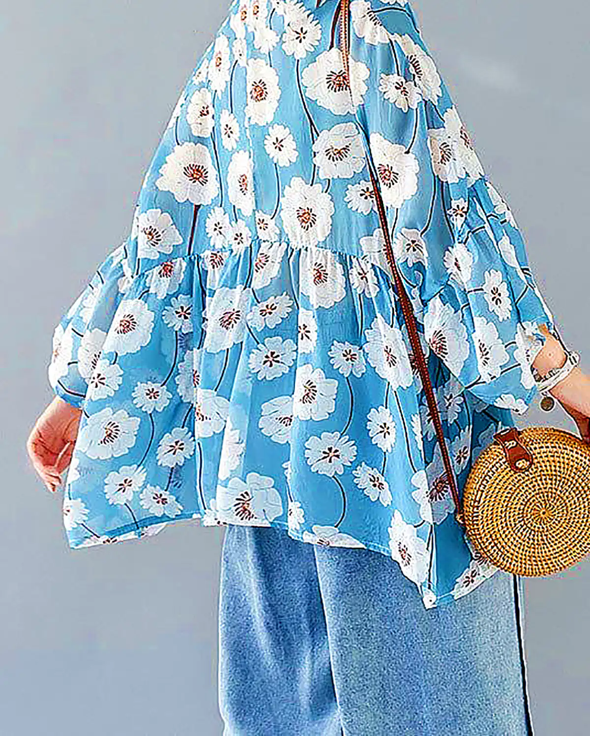 شومیز نخی گلدار زنانه