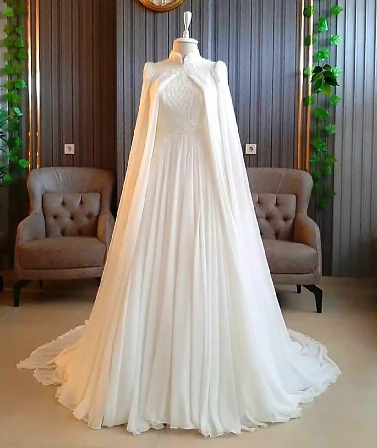 لباس عروس پوشیده ساده و رنگی