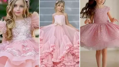 لباس مجلسی عروسکی صورتی بچگانه دخترانه (جدیدترین مدل های ترند امسال ۱۴۰۴ - ۲۰۲۵)