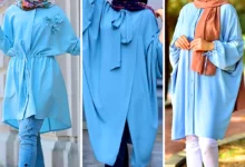 مانتو آبی آسمونی نخی (جدیدترین مدل های ترند امسال ۱۴۰۴ - ۲۰۲۵)