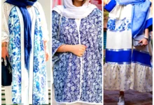 مانتو آبی طرحدار زیبا (جدیدترین مدل های ترند امسال ۱۴۰۴ - ۲۰۲۵)