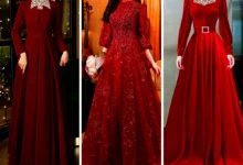 ماکسی مجلسی قرمز اناری (جدیدترین مدل های ترند امسال ۱۴۰۴ - ۲۰۲۵)