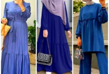 پیراهن بلند آبی ملایم (جدیدترین مدل های ترند امسال ۱۴۰۴ - ۲۰۲۵)