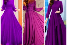 پیراهن حریر شیک بنفش (جدیدترین مدل های ترند امسال ۱۴۰۴ - ۲۰۲۵)