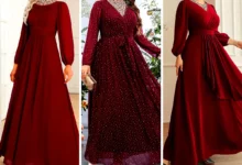پیراهن حریر مجلسی زرشکی (جدیدترین مدل های ترند امسال ۱۴۰۴ - ۲۰۲۵)
