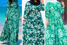 پیراهن سبز فلاور زنانه (جدیدترین مدل های ترند امسال ۱۴۰۴ - ۲۰۲۵)