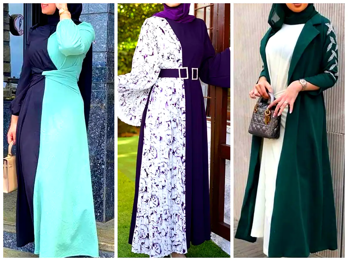 پیراهن کرپ دو رنگ (جدیدترین مدل های ترند امسال ۱۴۰۴ - ۲۰۲۵)
