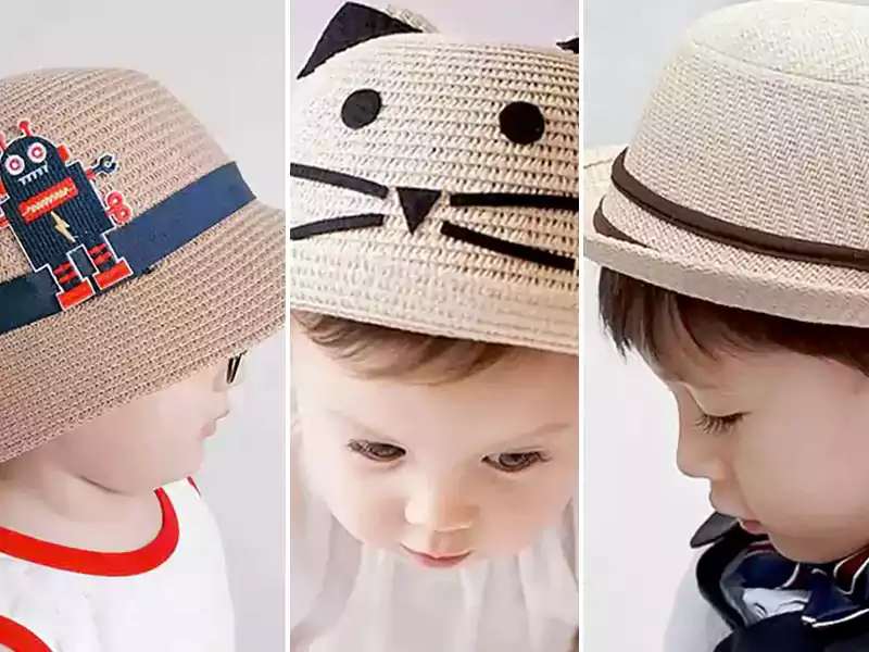 کلاه بچگانه پسرانه گرد حصیری فانتزی تابستانی (جدیدترین مدل های ترند امسال ۱۴۰۴ - ۲۰۲۵)