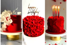 کیک تولد قرمز اناری (جدیدترین مدل های ترند امسال ۱۴۰۴ - ۲۰۲۵)