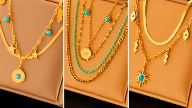 گردنبند ترکیبی فیروزه و طلا (جدیدترین مدل های ترند امسال ۱۴۰۴ - ۲۰۲۵)