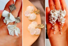 گوشواره طلای گلبرگ سفید (جدیدترین مدل های ترند امسال ۱۴۰۴ - ۲۰۲۵)
