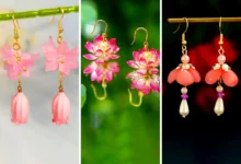 گوشواره گل نیلوفر آبی (جدیدترین مدل های ترند امسال ۱۴۰۴ - ۲۰۲۵)