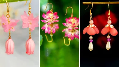 گوشواره گل نیلوفر آبی (جدیدترین مدل های ترند امسال ۱۴۰۴ - ۲۰۲۵)