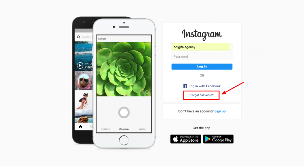استفاده از وبسایت اینستاگرام برای بازیابی اکانت