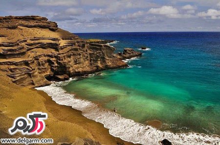 ساحل زیبای سبز در هاوایی