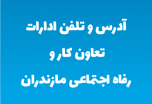 آدرس و تلفن ادارات تعاون کار و رفاه اجتماعی مازندران