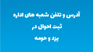 آدرس و تلفن شعبه های اداره ثبت احوال در یزد و حومه