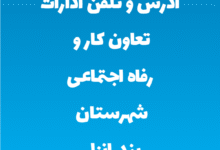 آدرس و تلفن ادارات تعاون کار و رفاه اجتماعی شهرستان بندرانزلی