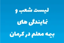 لیست شعب و نمایندگی های بیمه معلم در کرمان