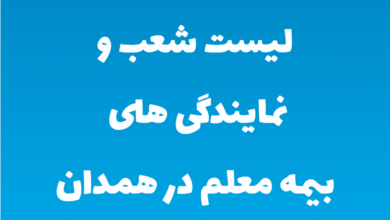 لیست شعب و نمایندگی های بیمه معلم در همدان