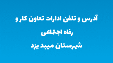 آدرس و تلفن ادارات تعاون کار و رفاه اجتماعی شهرستان میبد یزد