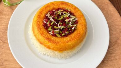 طرز تهیه تهچین زعفرانی خوشمزه و مجلسی (فیلم آموزشی)
