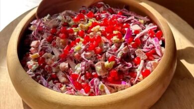 طرز تهیه سالاد یلدایی خوشمزه و رنگارنگ (فیلم آموزشی)